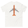 T-Shirt Shirt Short Sleeve by Gildan Men's Women's Braniff Boeing 747 Crew Logo with Jumbo Jet on Shirt Back