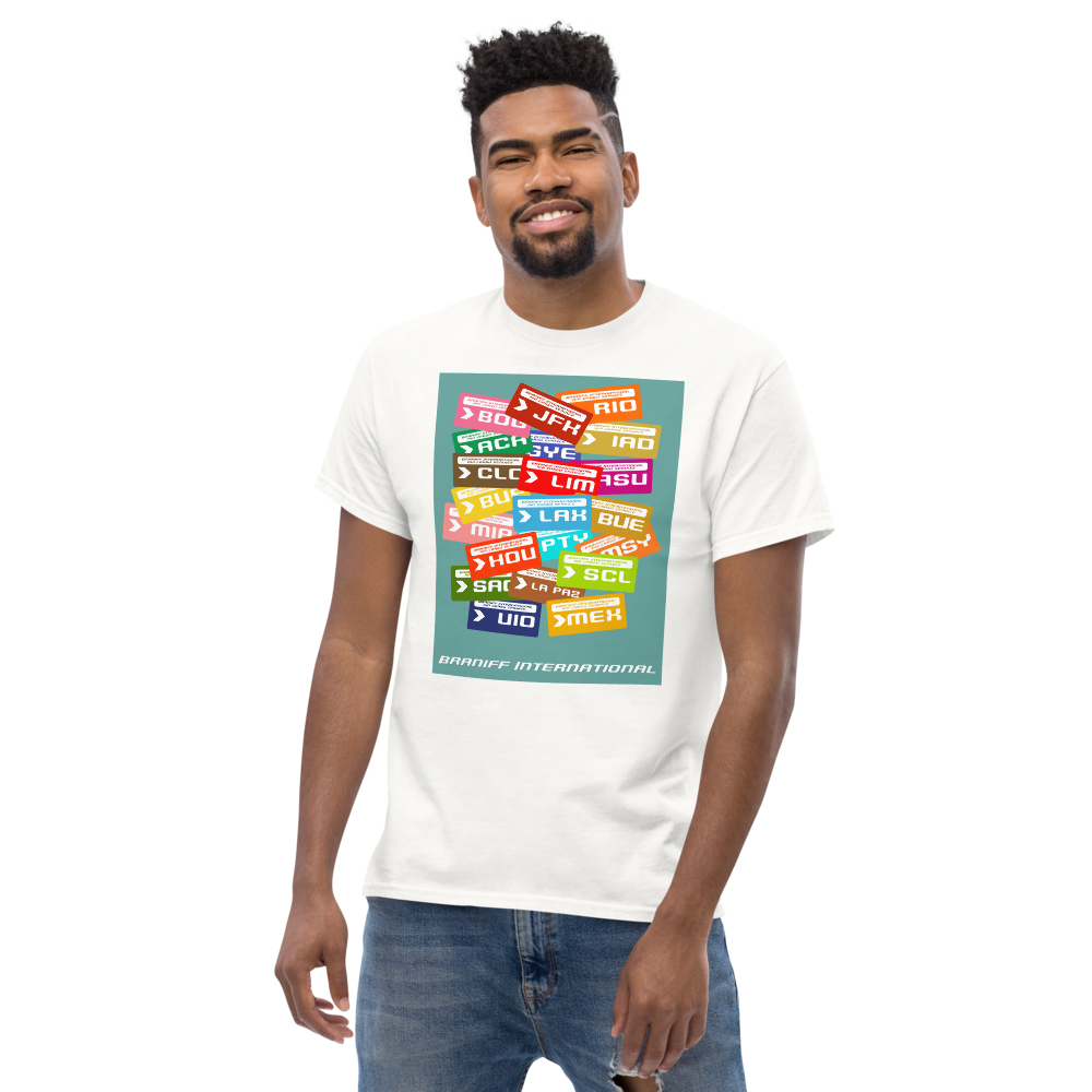T-Shirt Shirt Short Sleeve by Gildan Men's Women's Braniff Luggage Tag Destinations