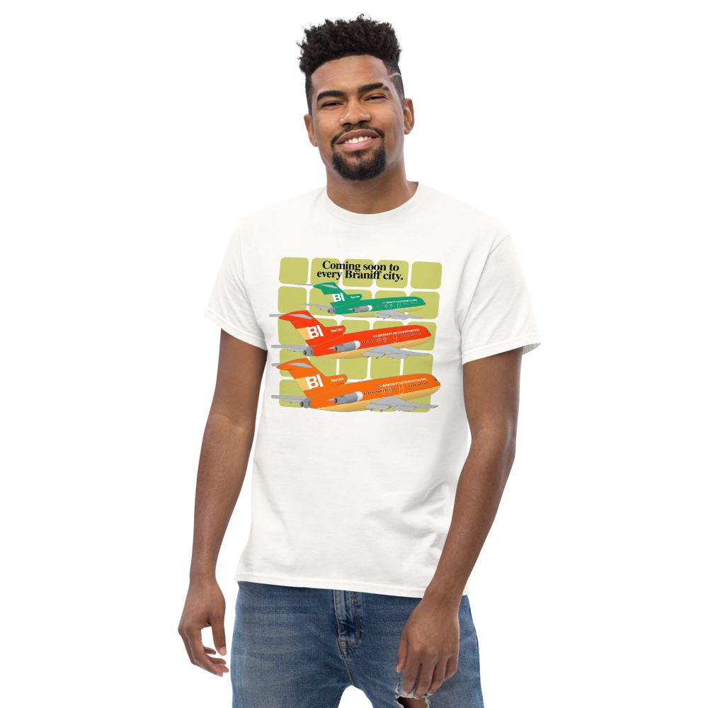 T-Shirt Shirt Short Sleeve Gildan Men's Women's Braniff Boeing 727 Coming Soon