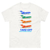 T-Shirt Basic Short Sleeve Mens Womens Braniff Boeing 727 Takeoff with Flying Colors 1971 Two Tone