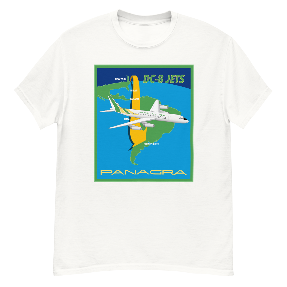 T-Shirt Shirt Short Sleeve Gildan Unisex Braniff Panagra McDonnell Douglas DC-8-62 Concept