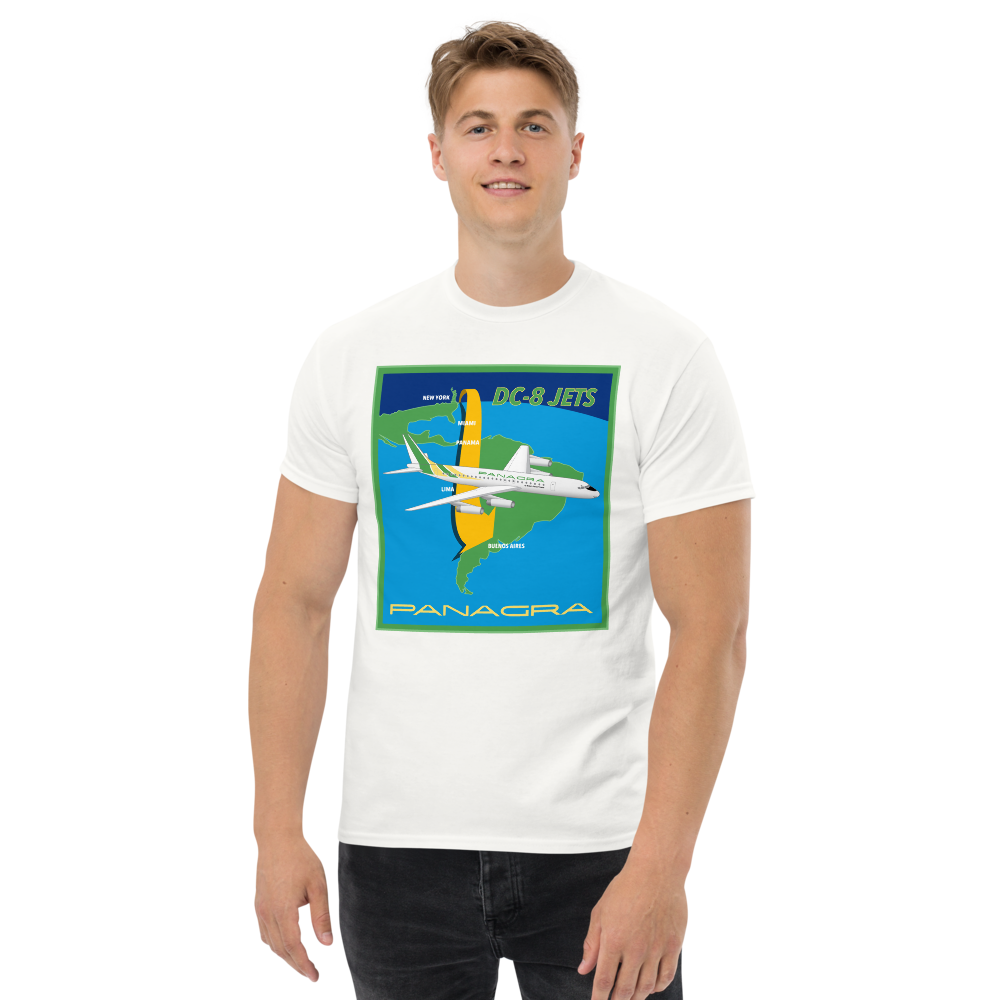 T-Shirt Shirt Short Sleeve Gildan Unisex Braniff Panagra McDonnell Douglas DC-8-62 Concept