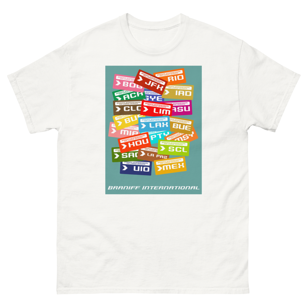 T-Shirt Shirt Short Sleeve by Gildan Men's Women's Braniff Luggage Tag Destinations