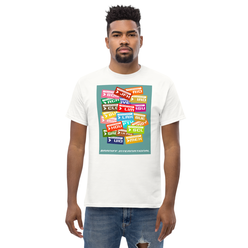 T-Shirt Shirt Short Sleeve by Gildan Men's Women's Braniff Luggage Tag Destinations