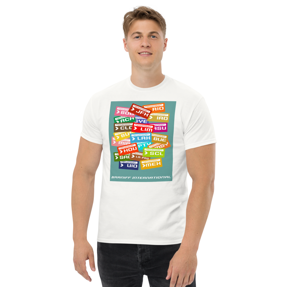T-Shirt Shirt Short Sleeve by Gildan Men's Women's Braniff Luggage Tag Destinations