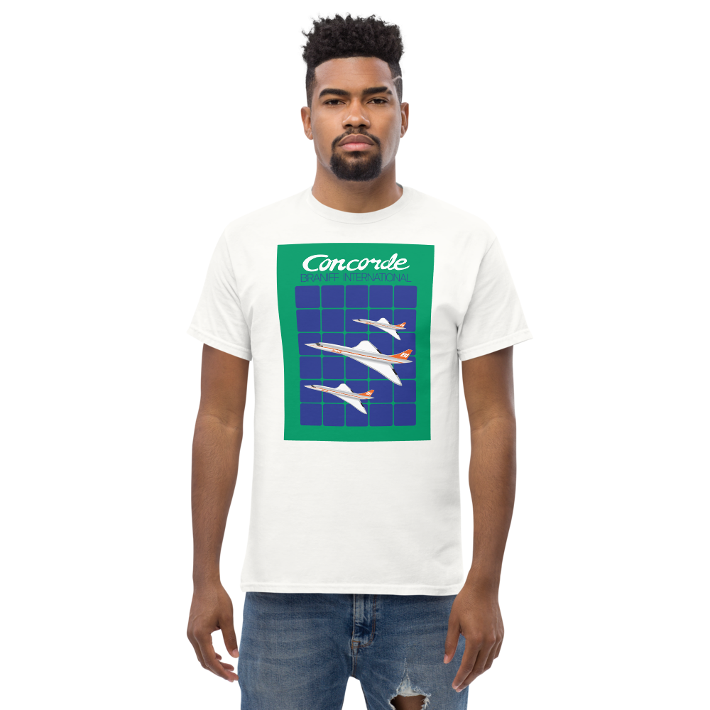 T-Shirt Shirt Short Sleeve by Gildan Men's Women's Braniff Concorde SST Inflight