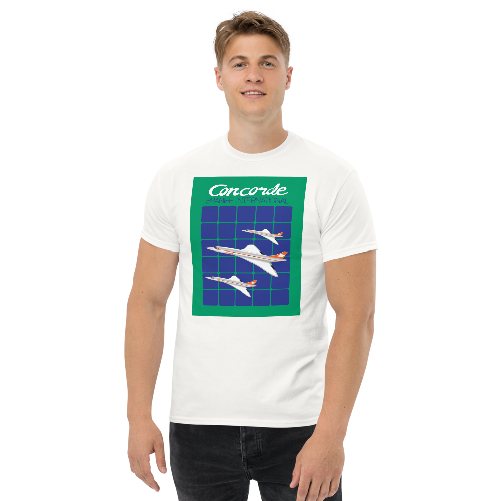T-Shirt Shirt Short Sleeve by Gildan Men's Women's Braniff Concorde SST Inflight