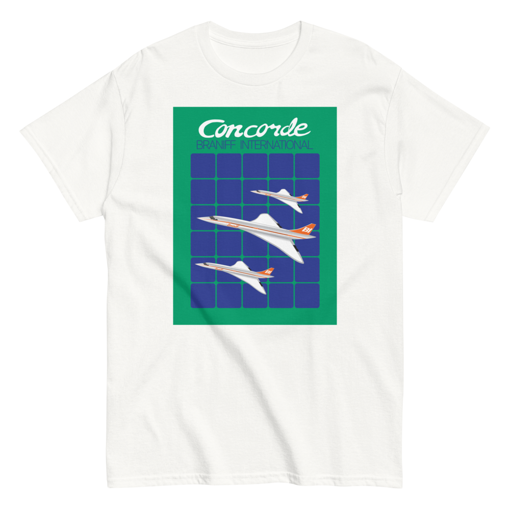 T-Shirt Shirt Short Sleeve by Gildan Men's Women's Braniff Concorde SST Inflight