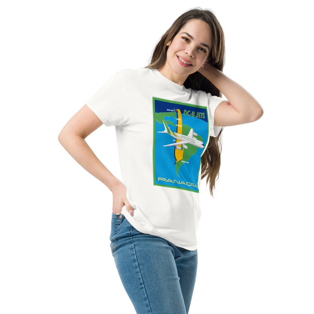 T-Shirt Shirt Short Sleeve Gildan Unisex Braniff Panagra McDonnell Douglas DC-8-62 Concept