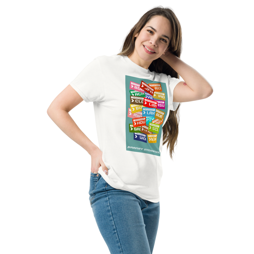 T-Shirt Shirt Short Sleeve by Gildan Men's Women's Braniff Luggage Tag Destinations