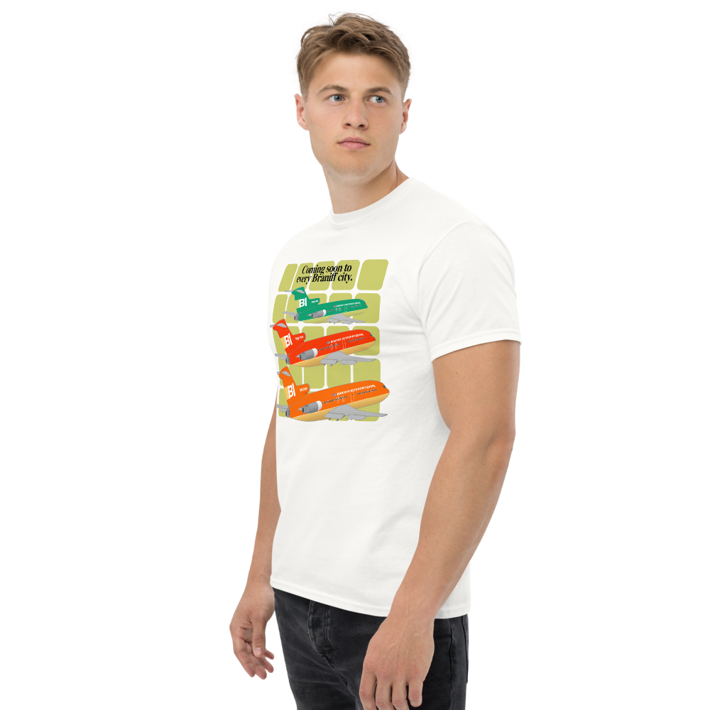 T-Shirt Shirt Short Sleeve Gildan Men's Women's Braniff Boeing 727 Coming Soon