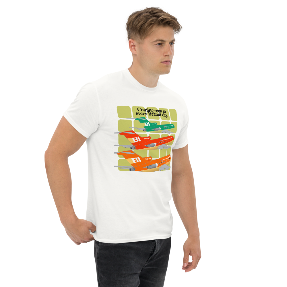 T-Shirt Shirt Short Sleeve Gildan Men's Women's Braniff Boeing 727 Coming Soon