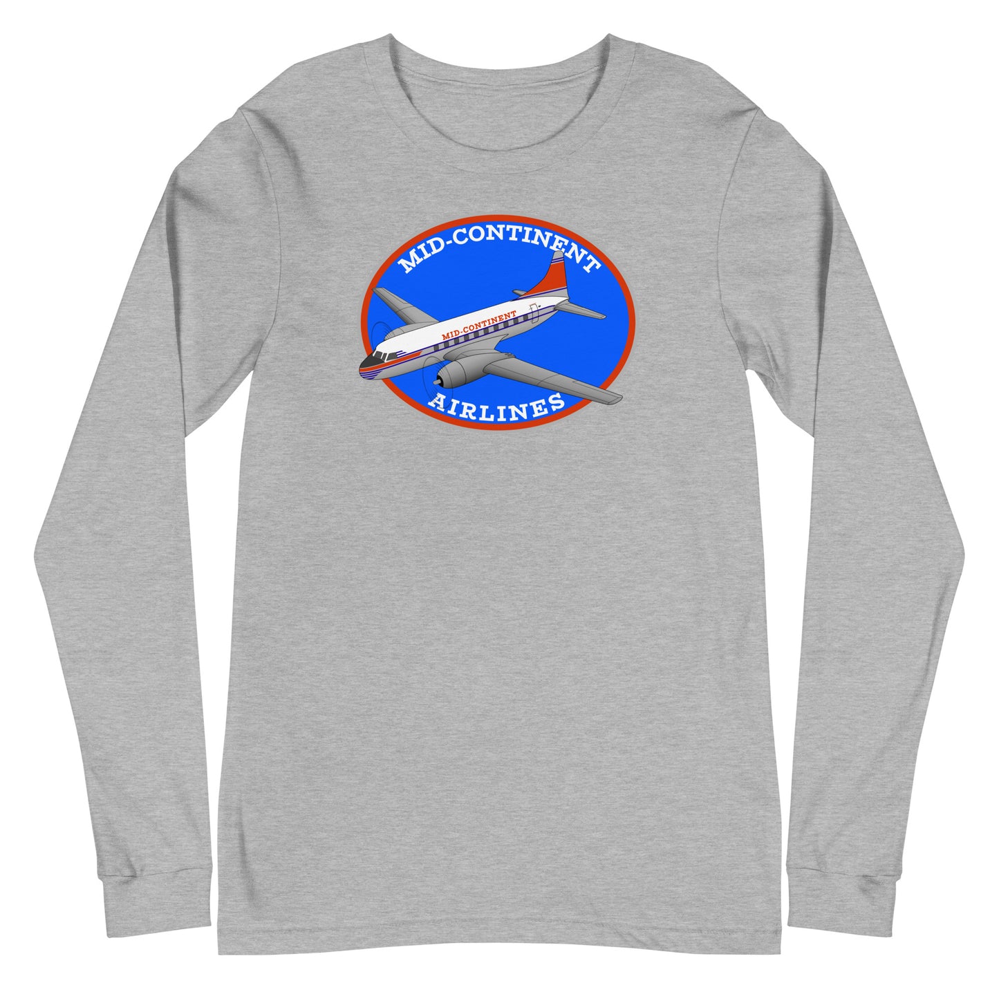Long Sleeve Shirt Mens Womens Braniff Mid-Continent Airlines Convair 240 1950