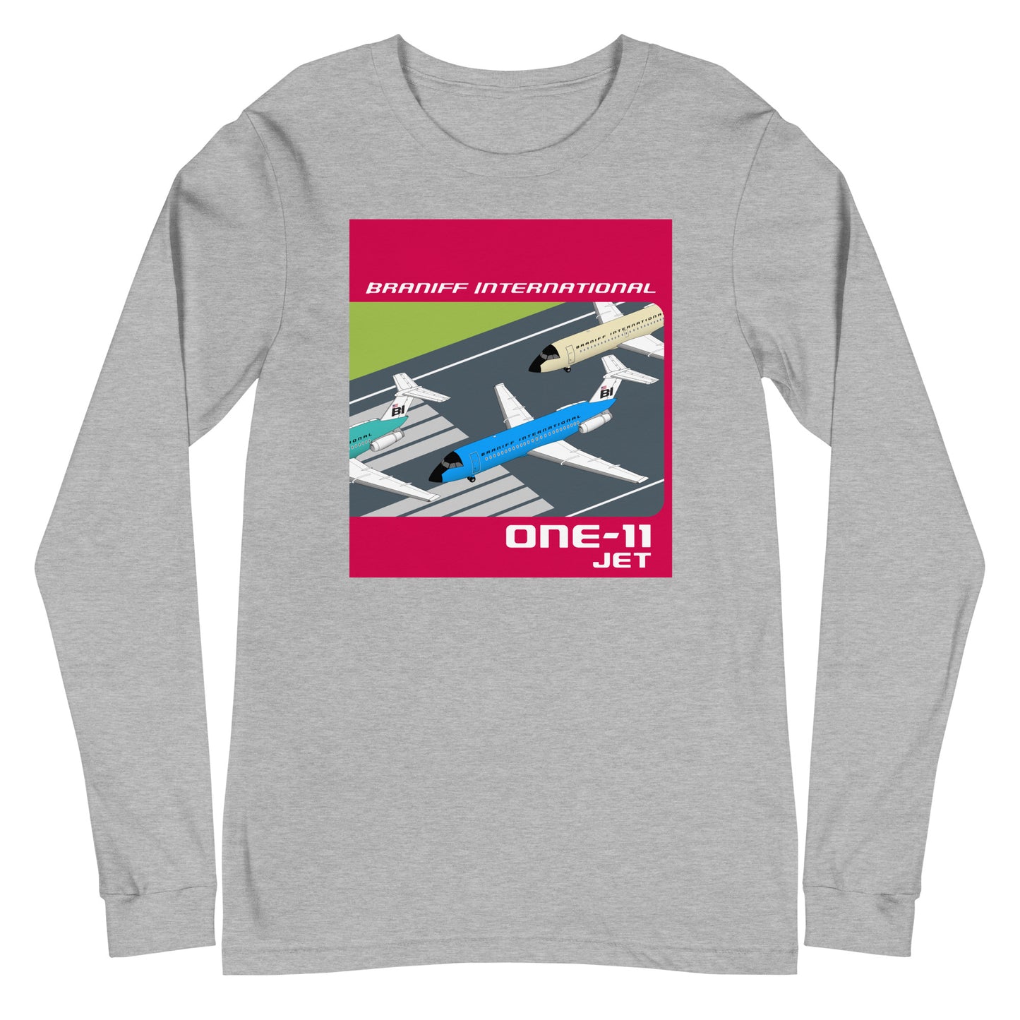 Long Sleeve Shirt Mens Womens Braniff BAC One-11 Runway Formation 1965