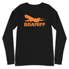 Long Sleeve Shirt Mens Womens Braniff Boeing 727 Silhouette 1971 Orange