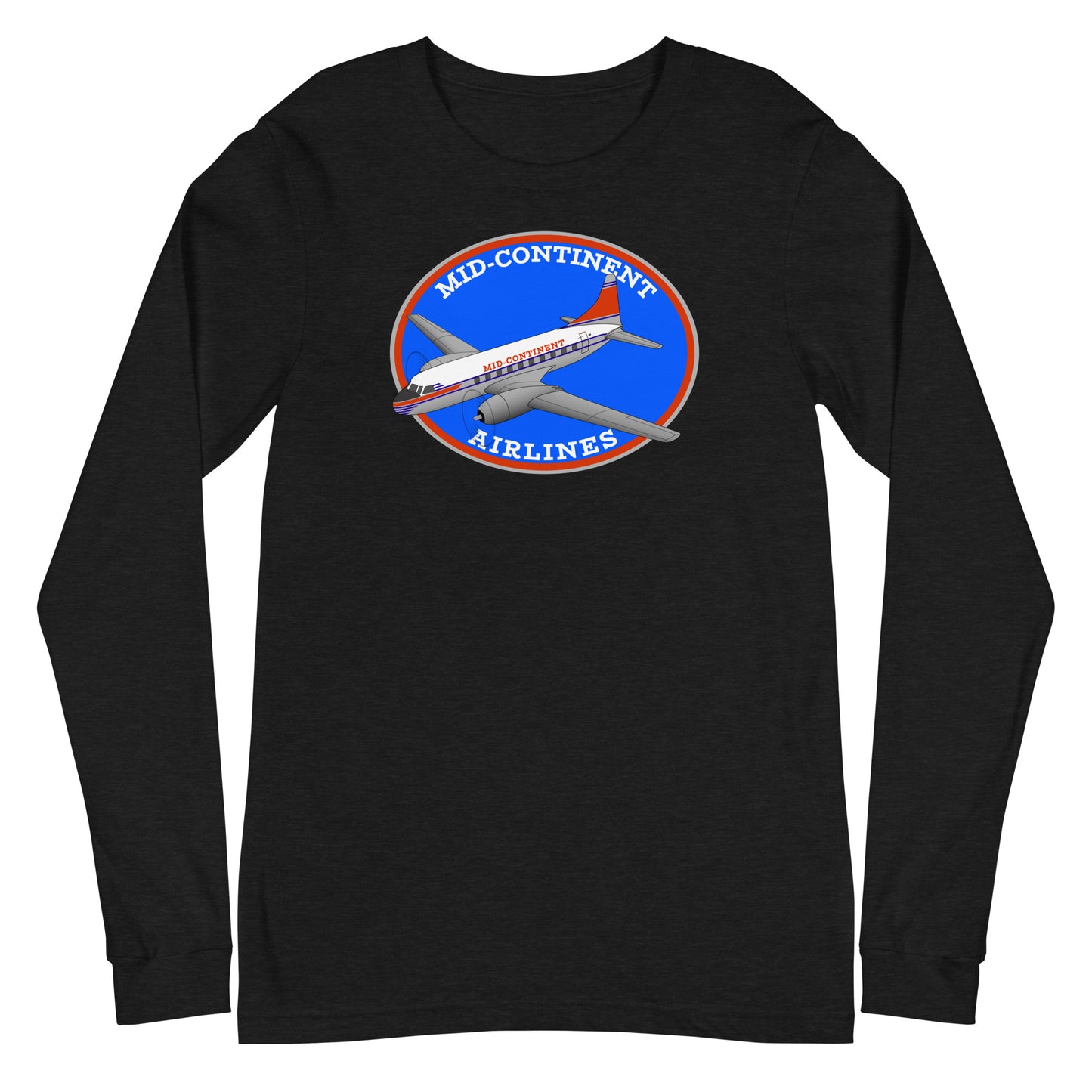 Long Sleeve Shirt Mens Womens Braniff Mid-Continent Airlines Convair 240 1950