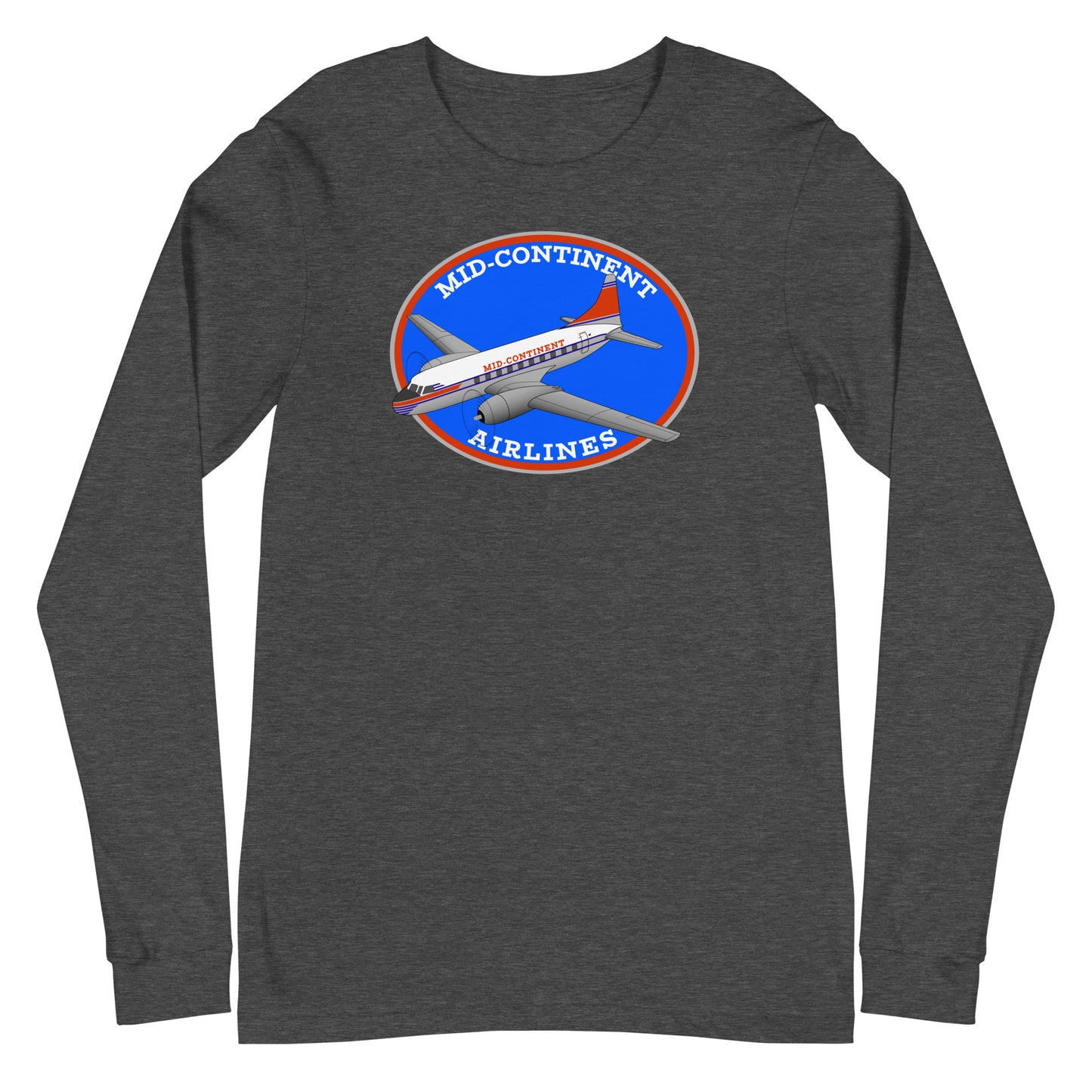 Long Sleeve Shirt Mens Womens Braniff Mid-Continent Airlines Convair 240 1950