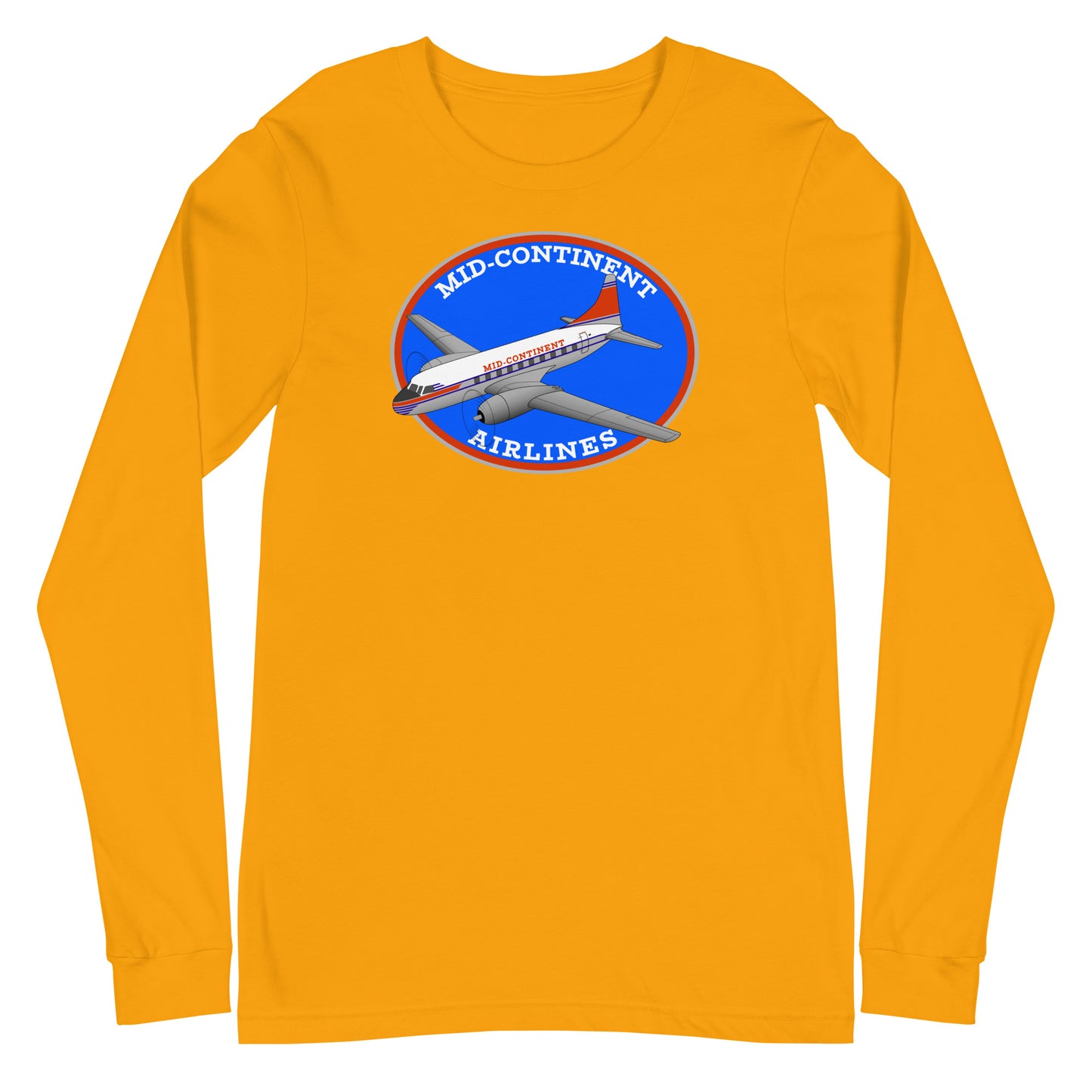 Long Sleeve Shirt Mens Womens Braniff Mid-Continent Airlines Convair 240 1950