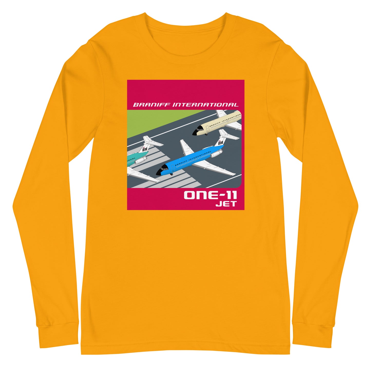 Long Sleeve Shirt Mens Womens Braniff BAC One-11 Runway Formation 1965
