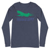 Long Sleeve Shirt Mens Womens Braniff Boeing 727 Silhouette 1971 Green Blue