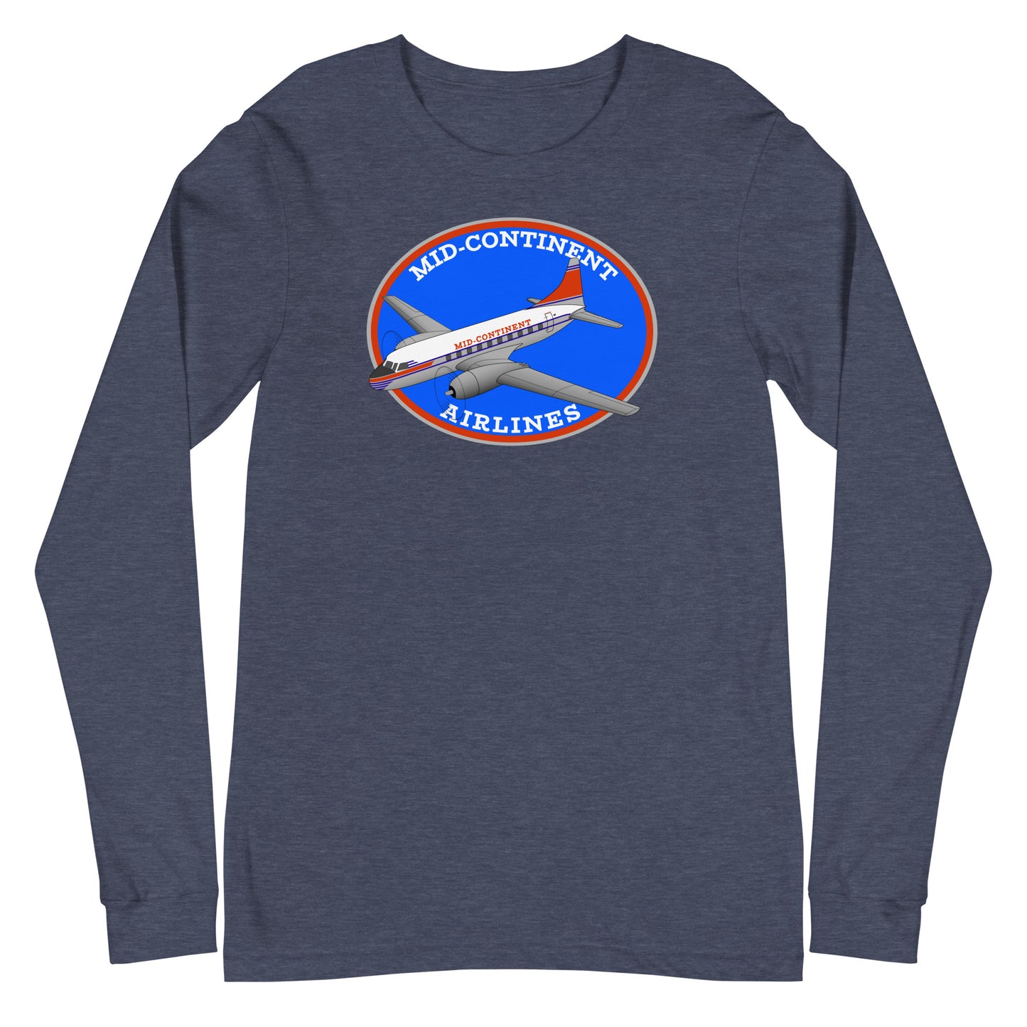 Long Sleeve Shirt Mens Womens Braniff Mid-Continent Airlines Convair 240 1950