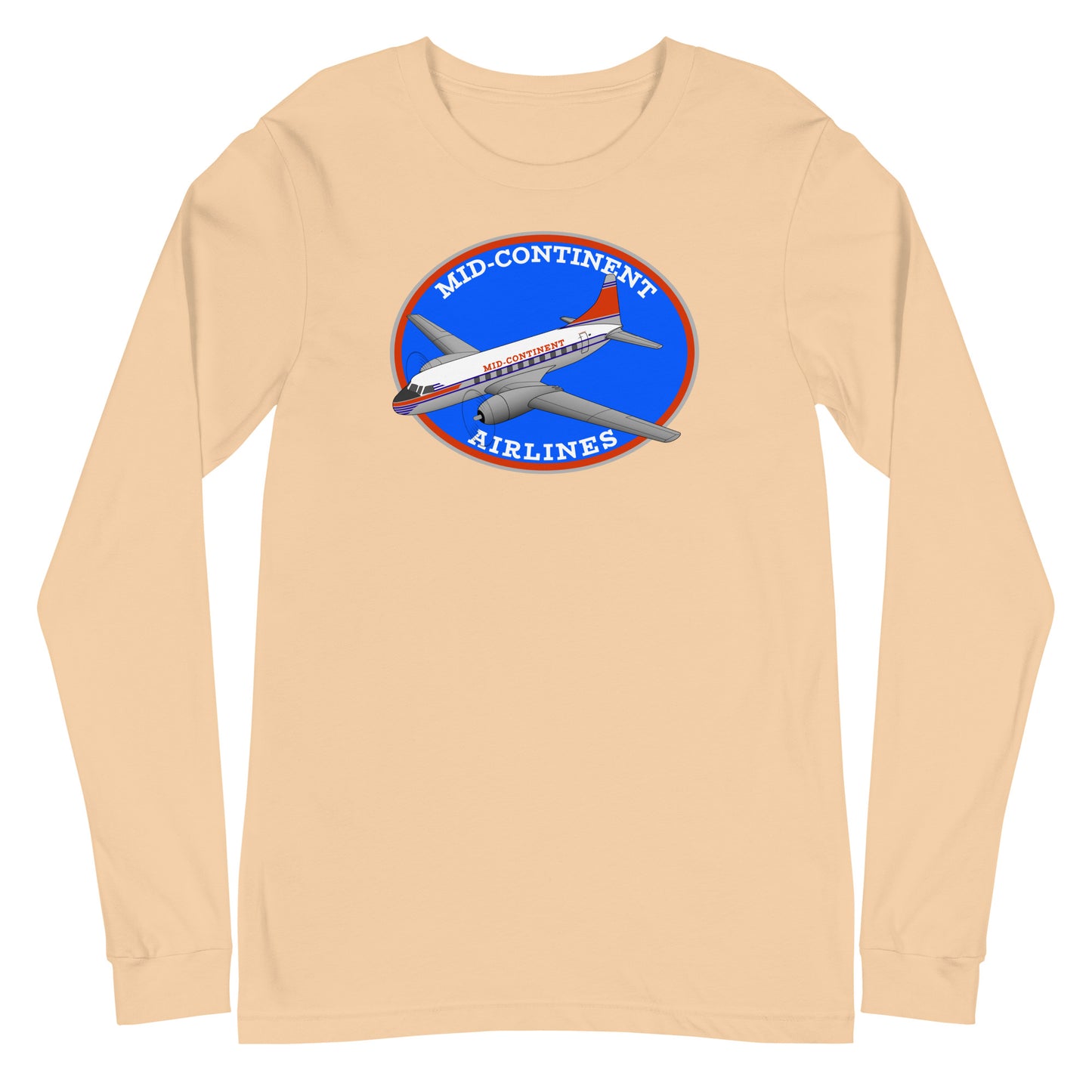 Long Sleeve Shirt Mens Womens Braniff Mid-Continent Airlines Convair 240 1950