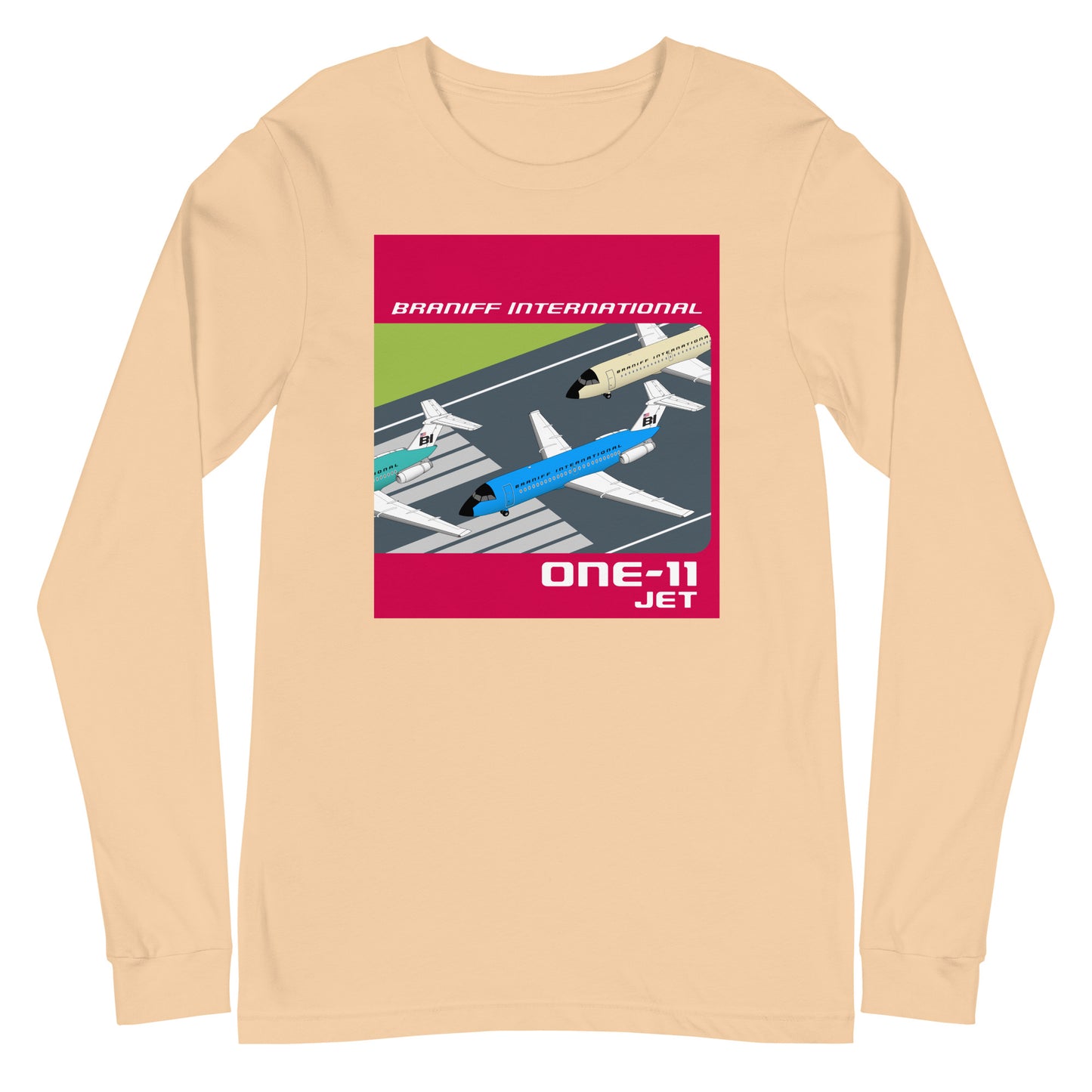 Long Sleeve Shirt Mens Womens Braniff BAC One-11 Runway Formation 1965