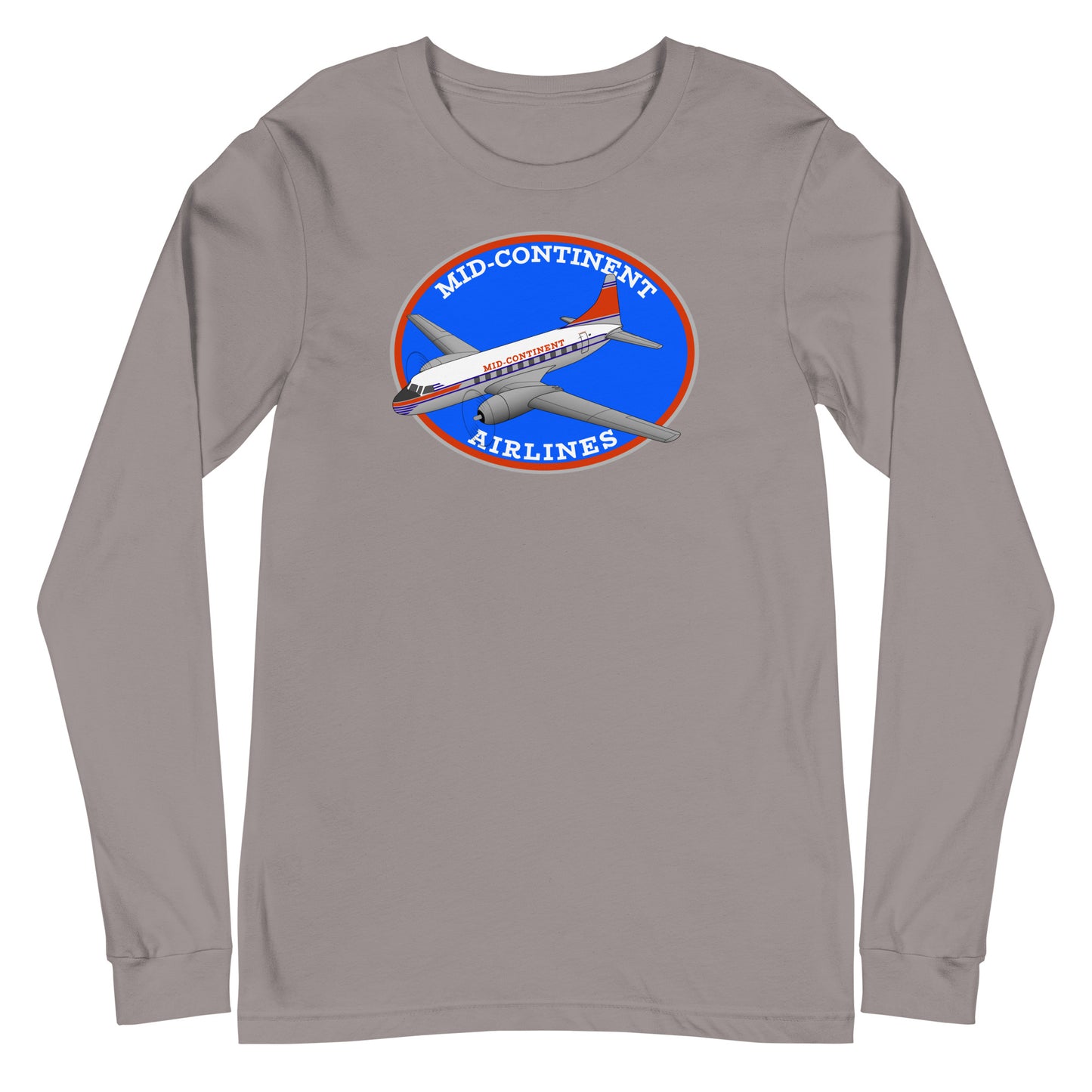 Long Sleeve Shirt Mens Womens Braniff Mid-Continent Airlines Convair 240 1950