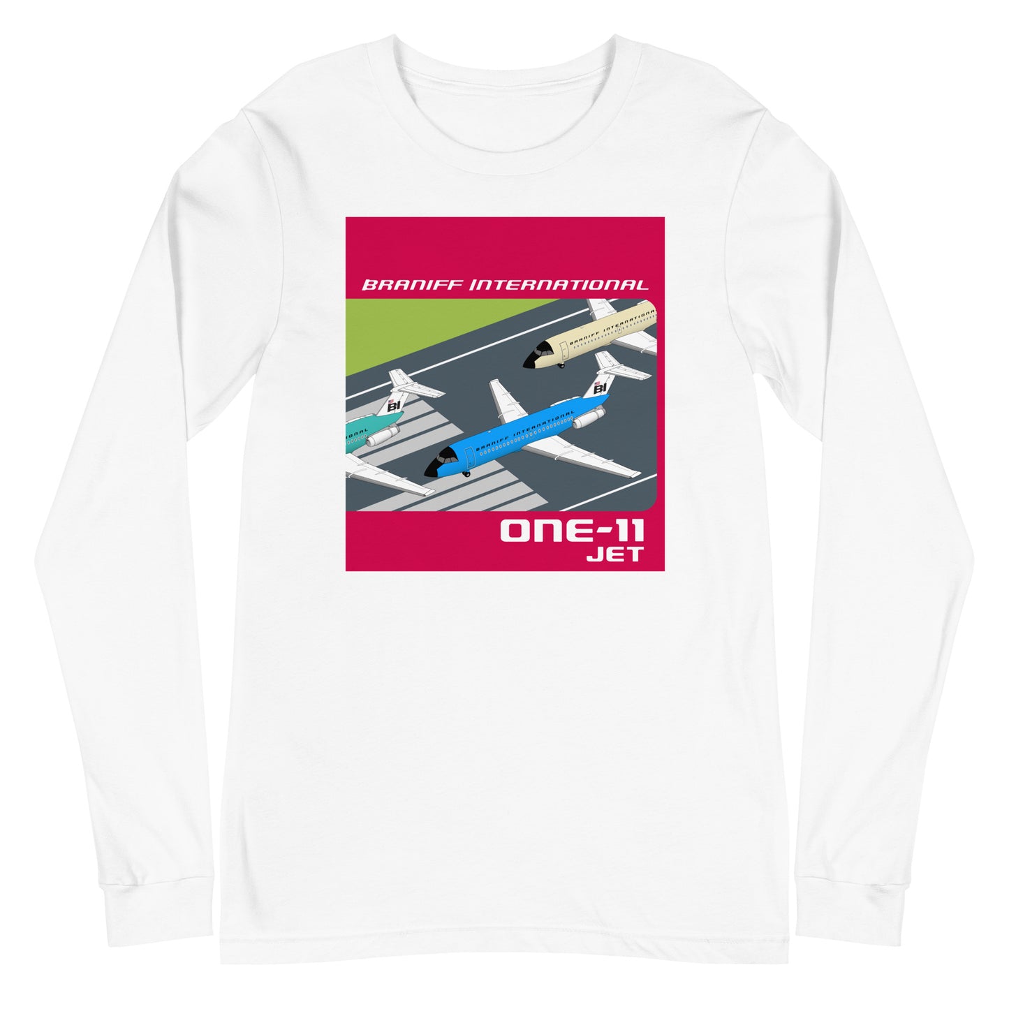 Long Sleeve Shirt Mens Womens Braniff BAC One-11 Runway Formation 1965