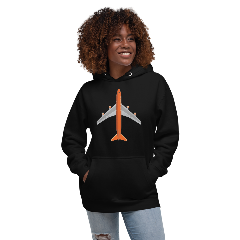 Hoodie Cotton Sweatshirt Men's Women's Braniff Boeing 747 1978 Ultra Color Scheme
