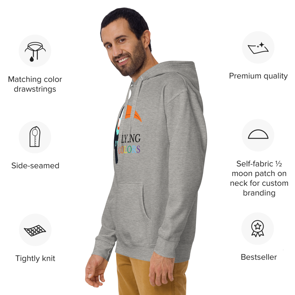 Hoodie Cotton Sweatshirt Men's Women's Braniff Toucan Flying Colors South America 1971