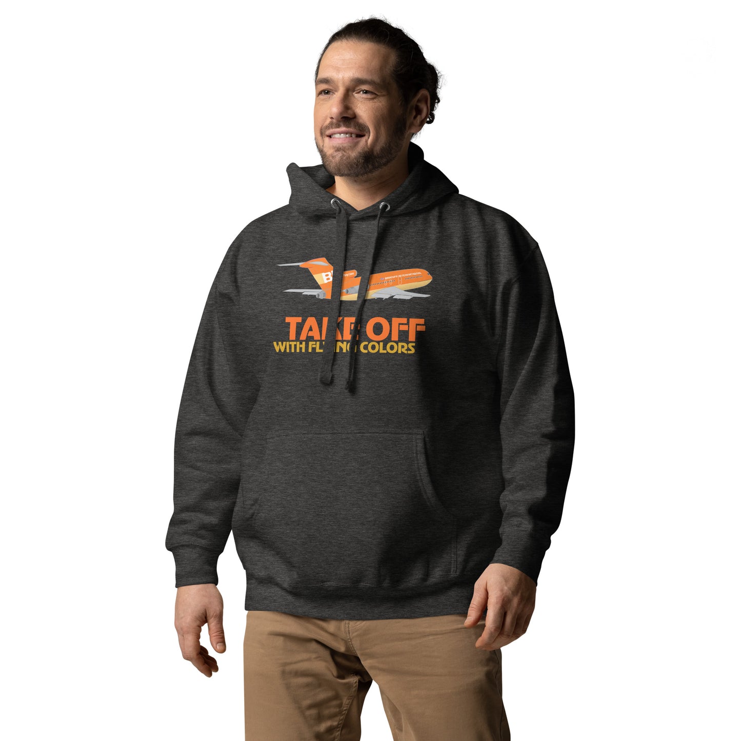 Hoodie Cotton Sweatshirt Men's Women's Braniff Boeing 727 Takeoff with Flying Colors 1971