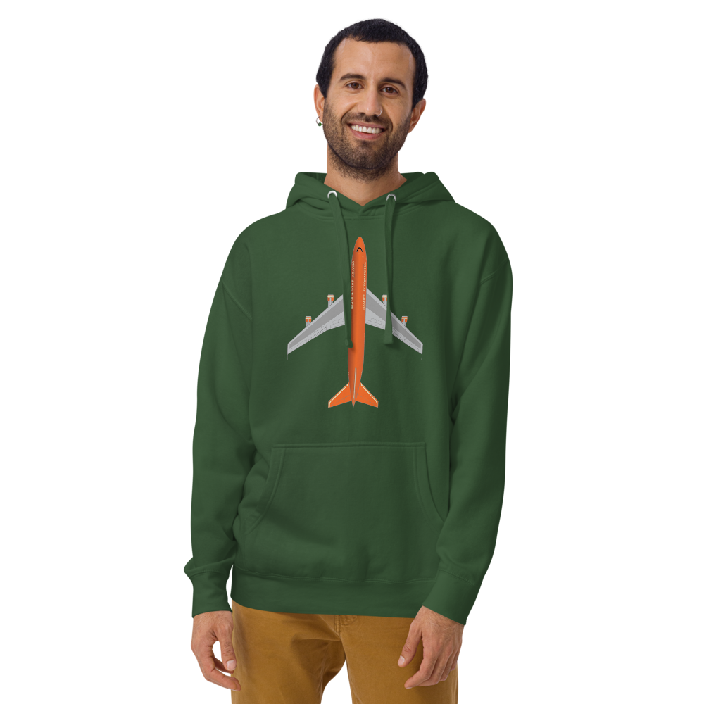 Hoodie Cotton Sweatshirt Men's Women's Braniff Boeing 747 1978 Ultra Color Scheme