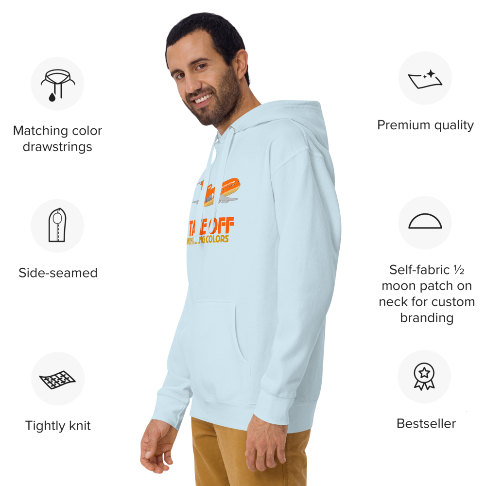 Hoodie Cotton Sweatshirt Men's Women's Braniff Boeing 727 Takeoff with Flying Colors 1971