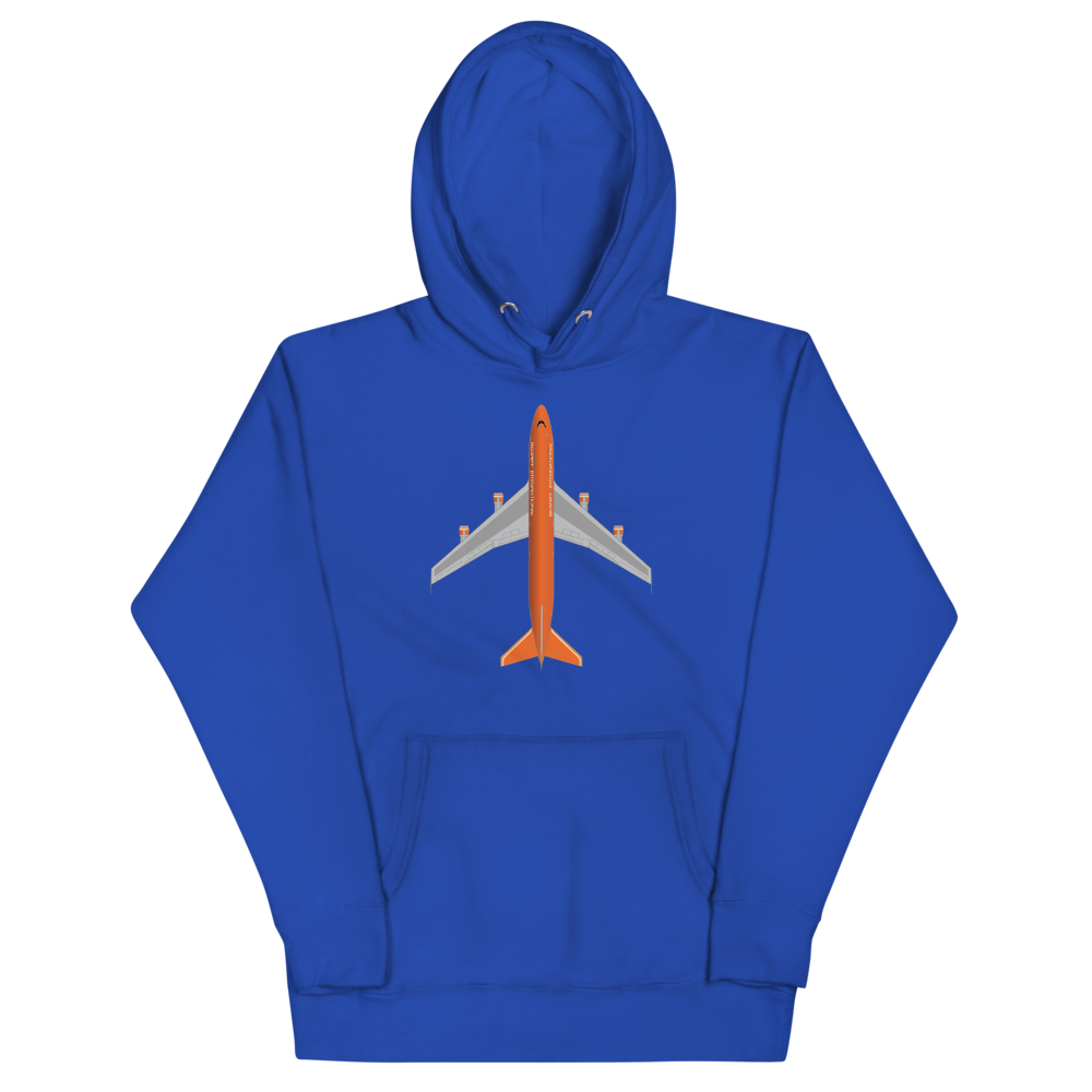 Hoodie Cotton Sweatshirt Men's Women's Braniff Boeing 747 1978 Ultra Color Scheme
