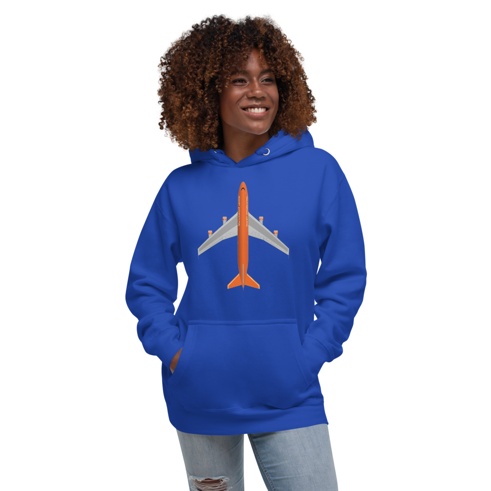 Hoodie Cotton Sweatshirt Men's Women's Braniff Boeing 747 1978 Ultra Color Scheme