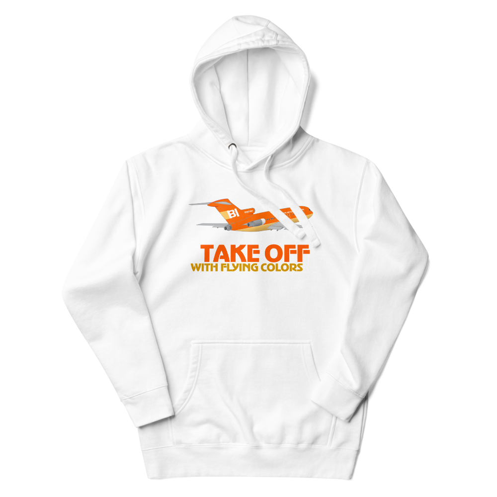 Hoodie Cotton Sweatshirt Men's Women's Braniff Boeing 727 Takeoff with Flying Colors 1971