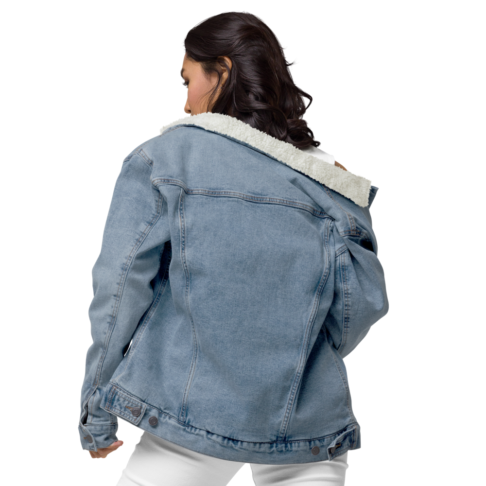 Jacket Denim Sherpa Men's Women's Braniff Bluebird of Happiness Embroidery