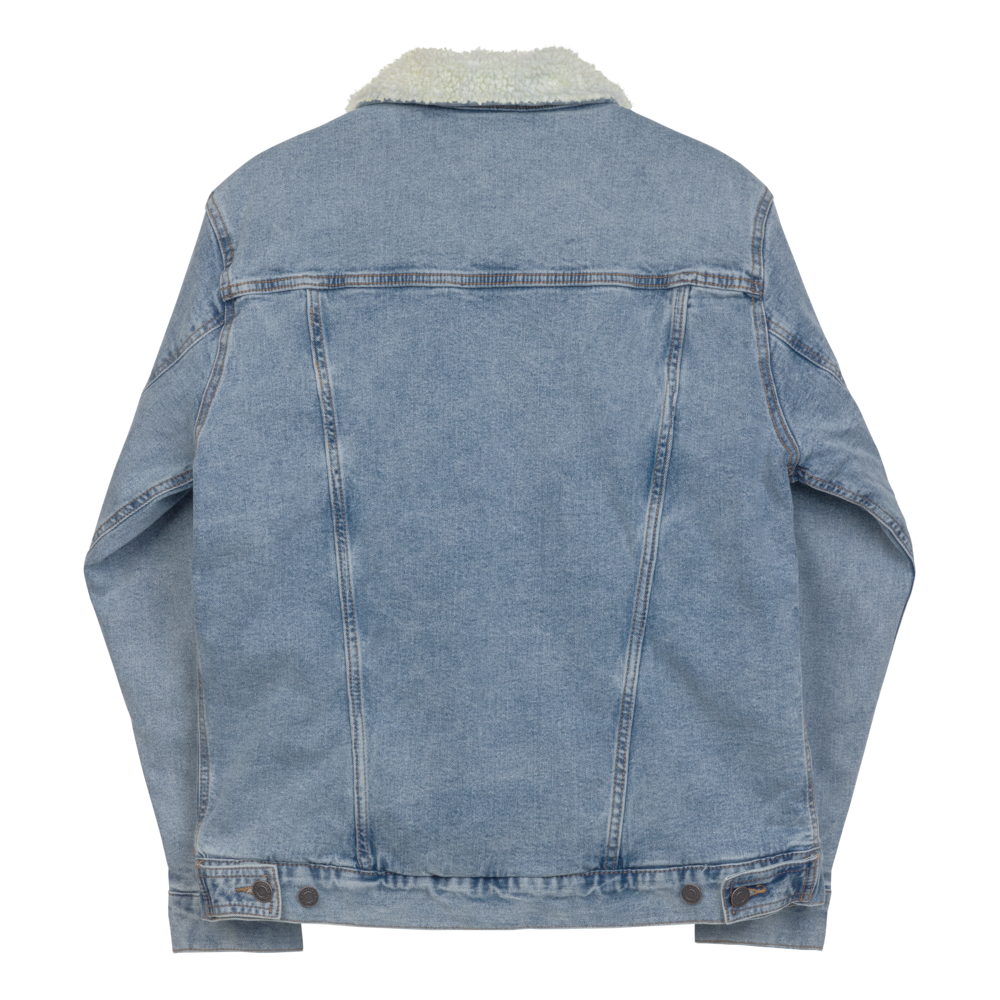 Jacket Denim Sherpa Men's Women's Braniff Bluebird of Happiness Embroidery