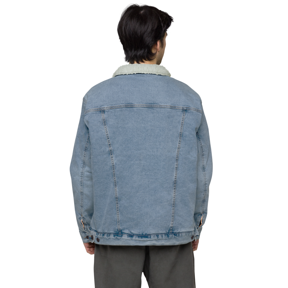 Jacket Denim Sherpa Men's Women's Braniff Flying Colors South America Embroidery