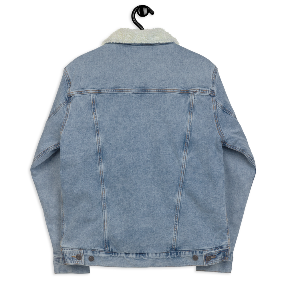 Jacket Denim Sherpa Men's Women's Braniff Flying Colors South America Embroidery