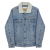 Jacket Denim Sherpa Men's Women's Braniff Ultra Logo 1978 Embroidery