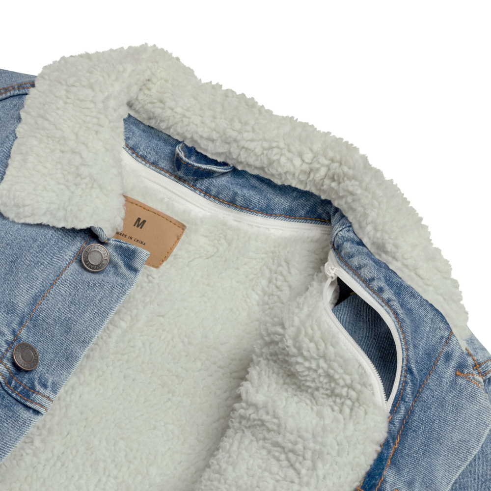 Jacket Denim Sherpa Men's Women's Braniff Ultra Logo 1978 Embroidery