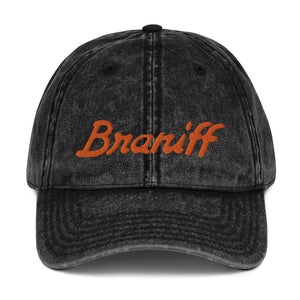 Cap Vintage Cotton Twill Braniff 1978 Ultra Font Orange Embroidery