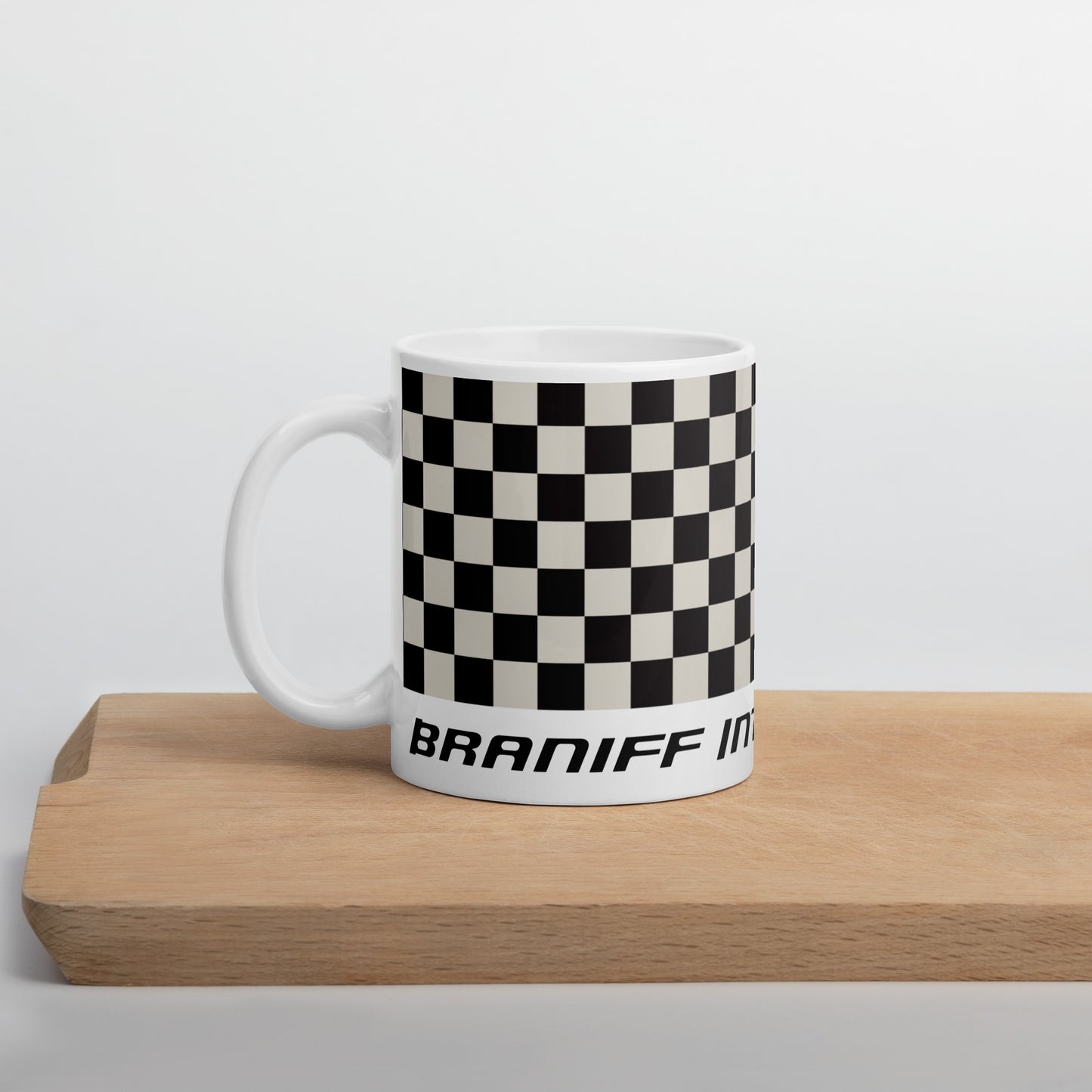 Coffee Mug 11oz 15oz 20oz Braniff Alexander Girard End of the Plain Plane EOTPP Black and White Check
