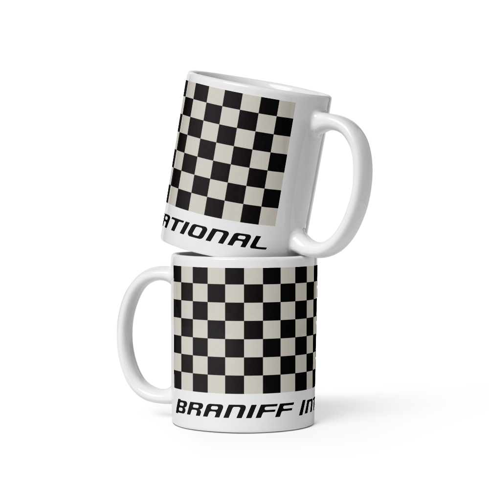 Coffee Mug 11oz 15oz 20oz Braniff Alexander Girard End of the Plain Plane EOTPP Black and White Check