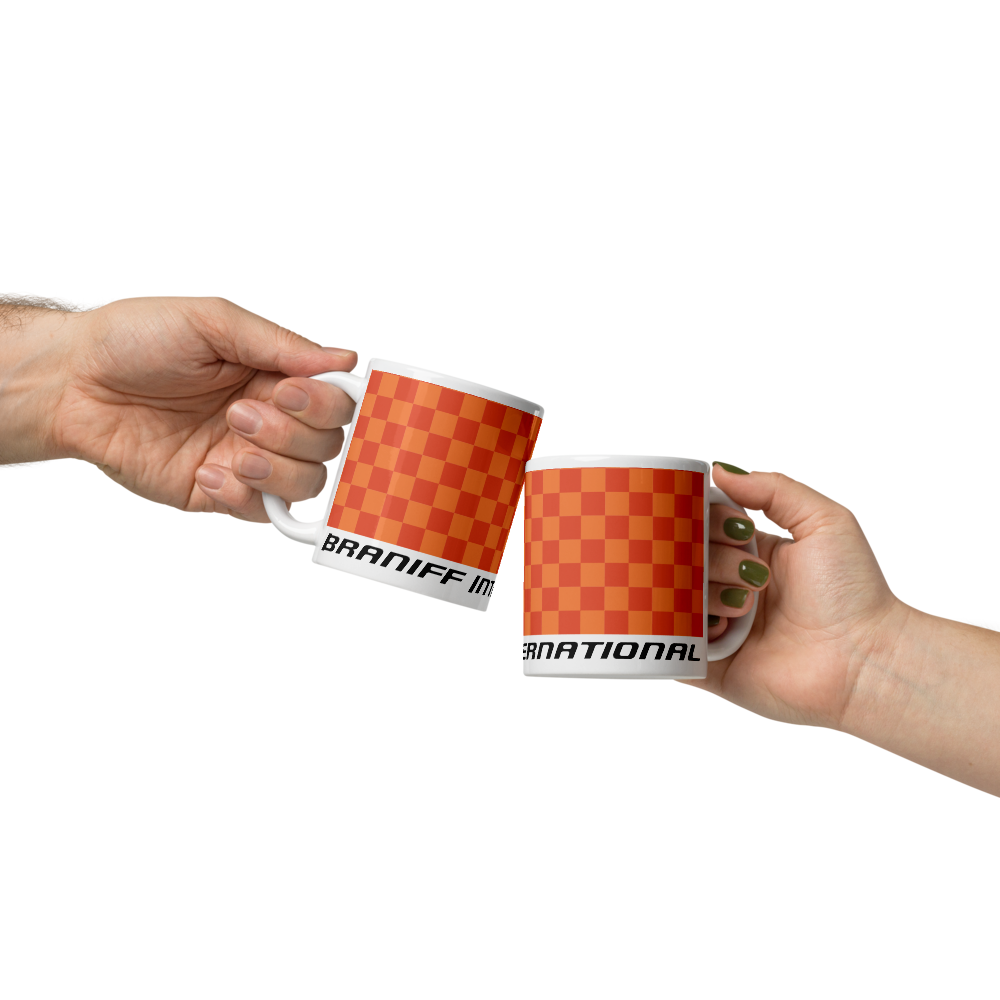Coffee Mug 11oz 15oz 20oz Braniff Alexander Girard End of the Plain Plane EOTPP Orange Orange Check