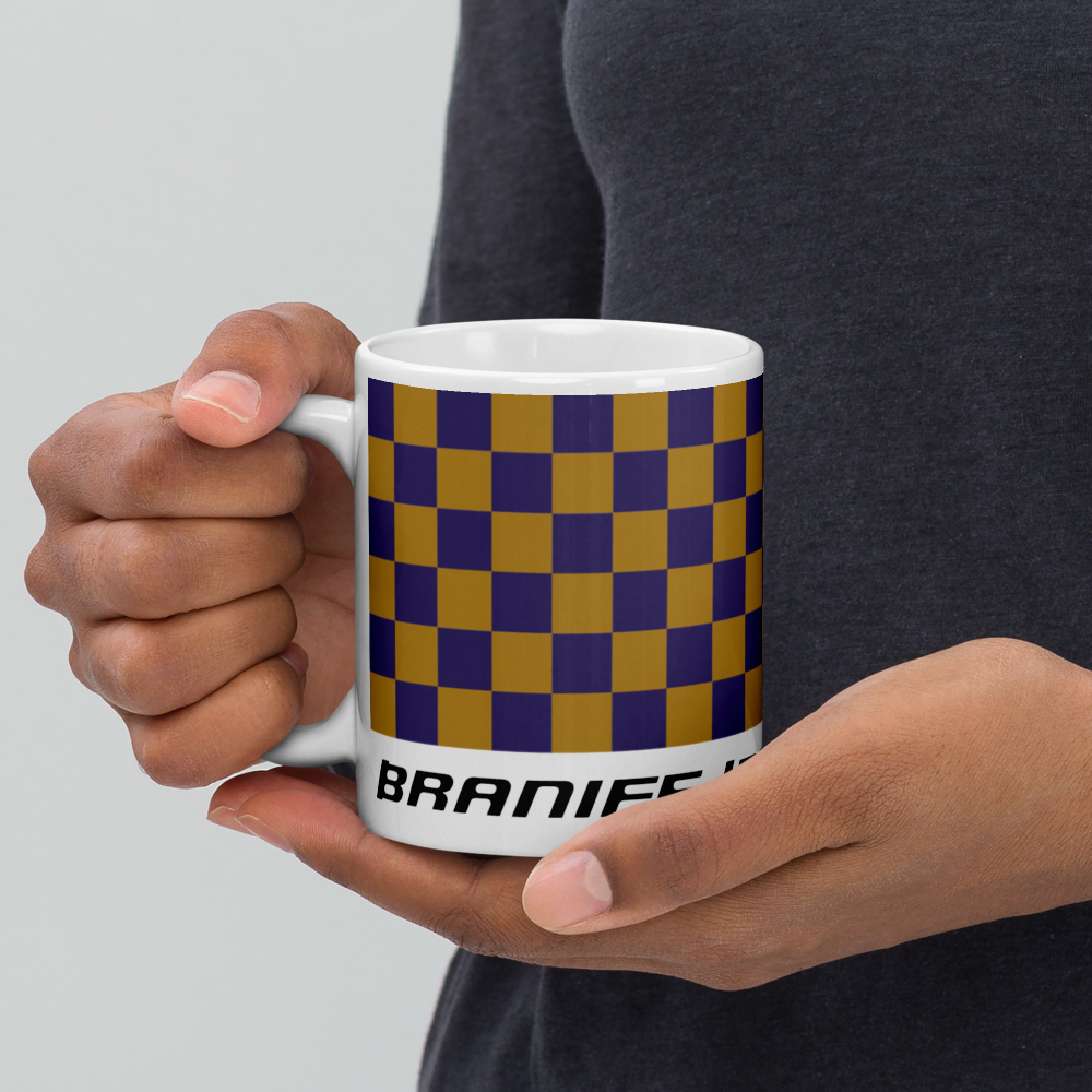 Coffee Mug 11oz 15oz 20oz Braniff Alexander Girard Design End of the Plain Plane EOTPP Purple Ochre Check