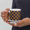 Coffee Mug 11oz 15oz 20oz Braniff Alexander Girard Design End of the Plain Plane EOTPP Purple Ochre Check