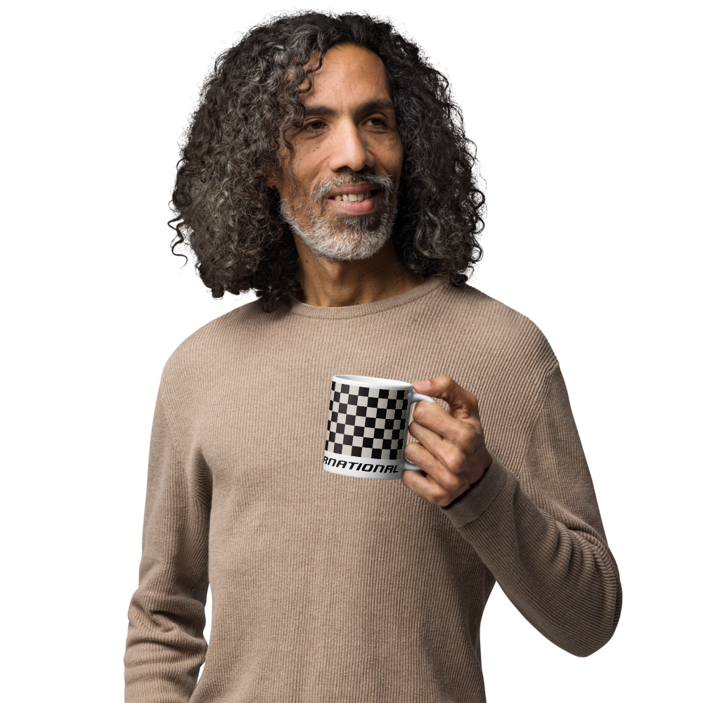 Coffee Mug 11oz 15oz 20oz Braniff Alexander Girard End of the Plain Plane EOTPP Black and White Check